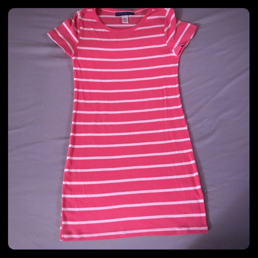 Pink and White Striped Maxi Dress